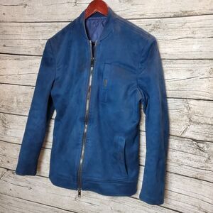 Braveman Navy Leather Jacket Size Large
